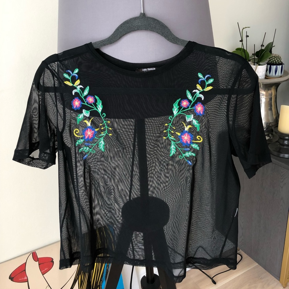 Zara sheer black top
